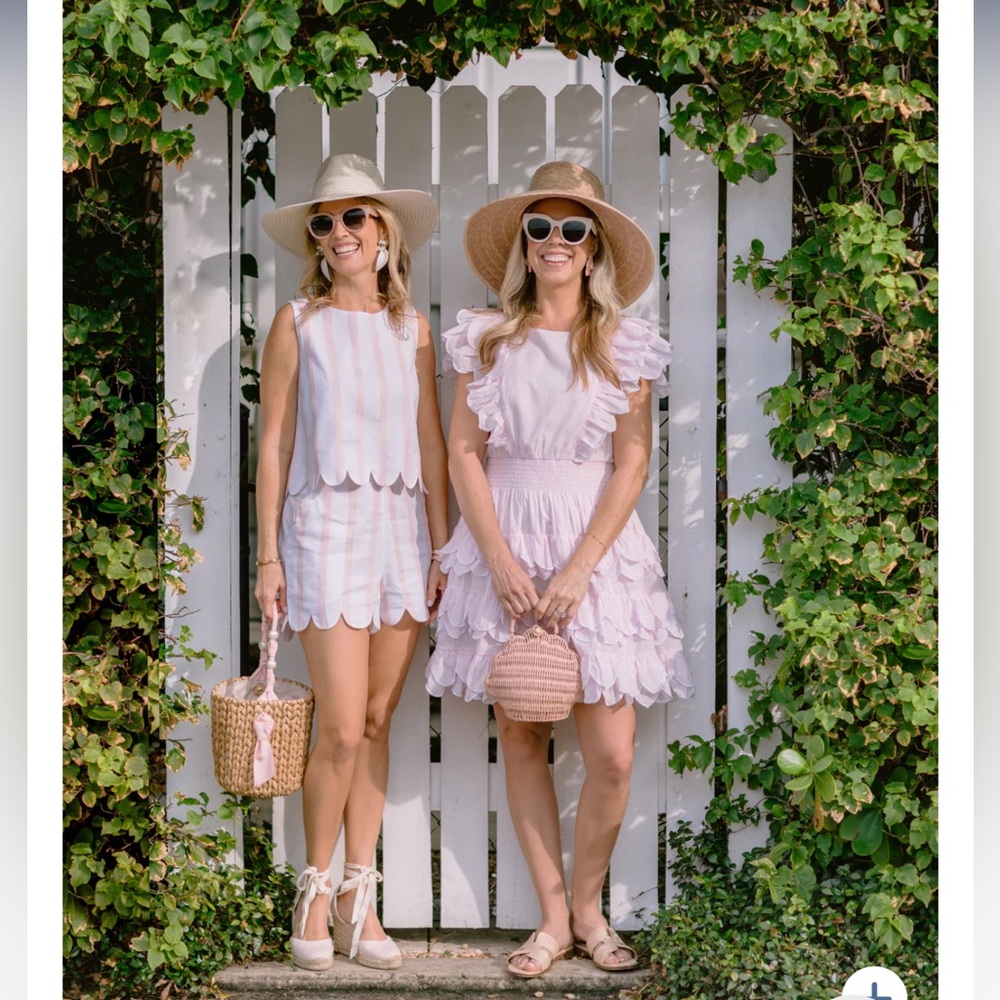 NWT SAIL TO SABLE Blush Stripe Scalloped Short Set - Picture 4 of 9